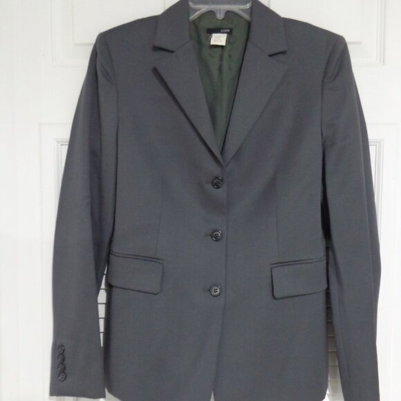 J. Crew Women's Gray 100% Wool 3 Button Front Blazer Size 8‎ - Picture 1 of 7